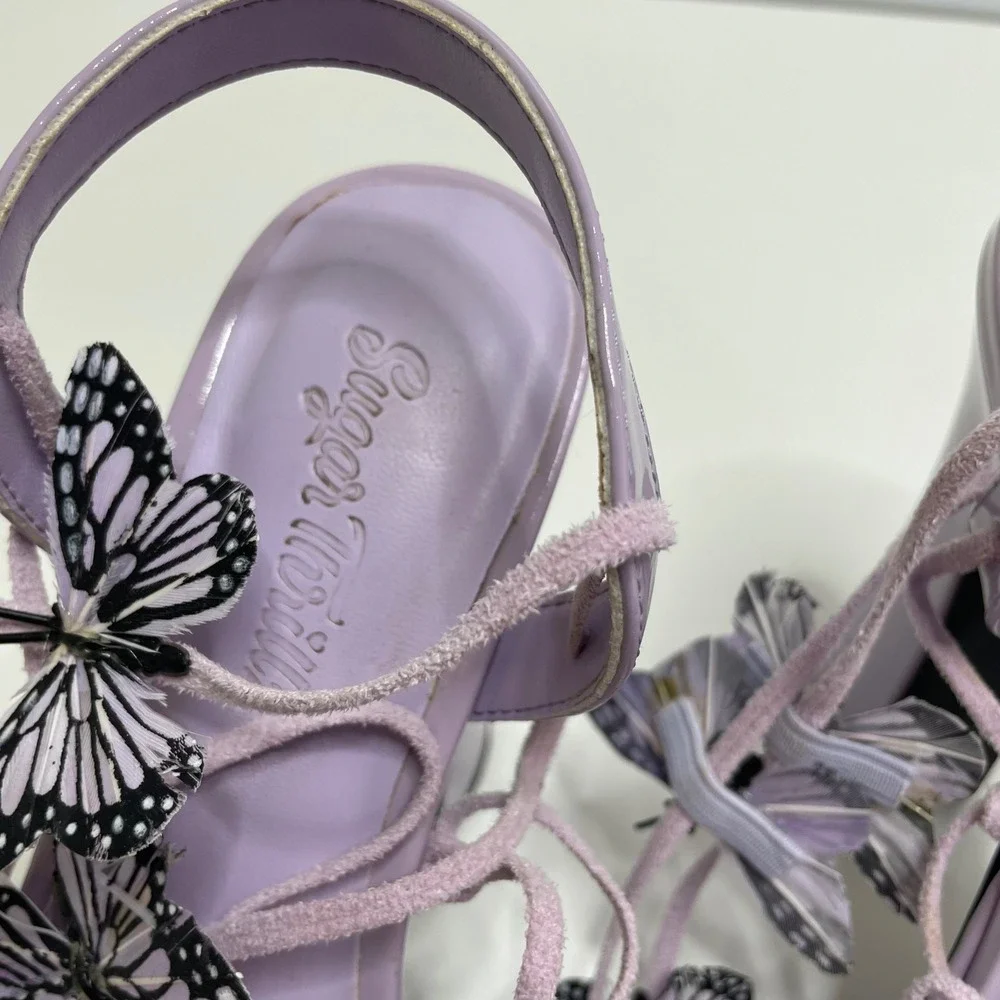 Sugar Thrillz Butterfly Platform Lace Up Heels Purple Lavender Fairy Club Sexy 7